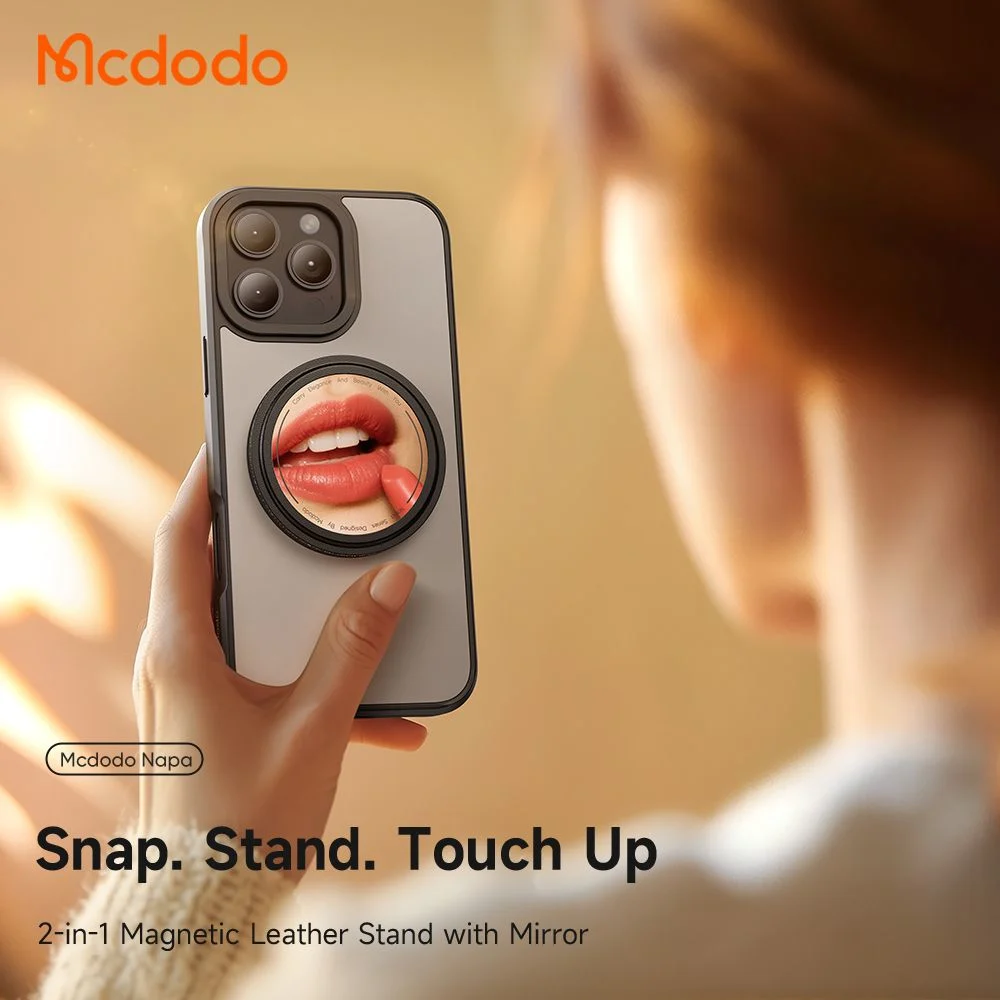  پاپ سوکت و هولدر انگشتی چرمی مگنتی با آینه آرایش برند مک دودو مدل Mcdodo MR-7912