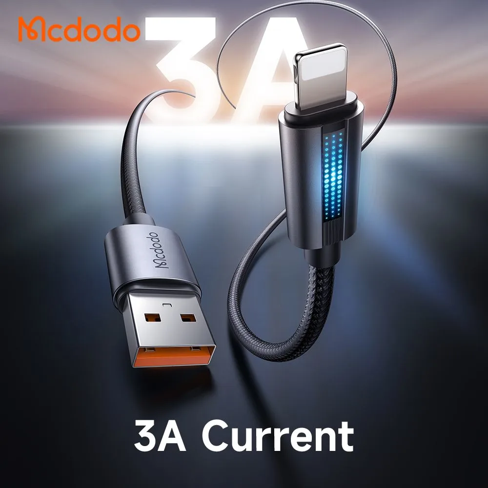 کابل شارژ 3 آمپر لایتنینگ USB-A به Lightning دارای نورپردازی LED طول 1.2متر برند مک دودو مدل Mcdodo CA-5660
