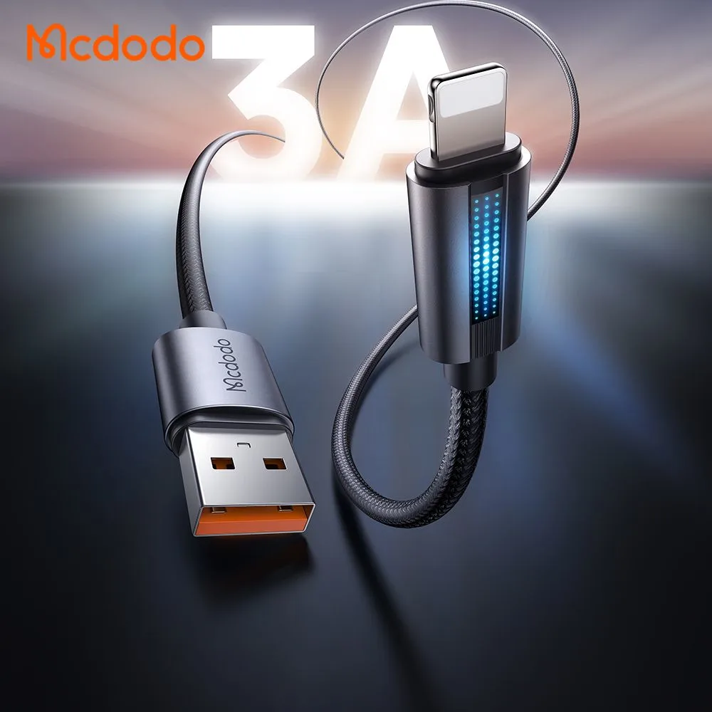 کابل شارژ 3 آمپر لایتنینگ USB-A به Lightning دارای نورپردازی LED طول 1.2متر برند مک دودو مدل Mcdodo CA-5660
