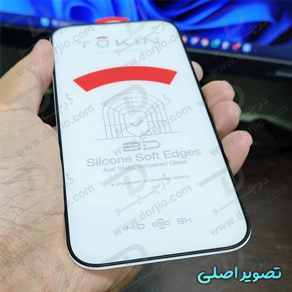 گلس فریم سیلیکونی ایربگ دار IPhone 16 Pro مارک TOKIN