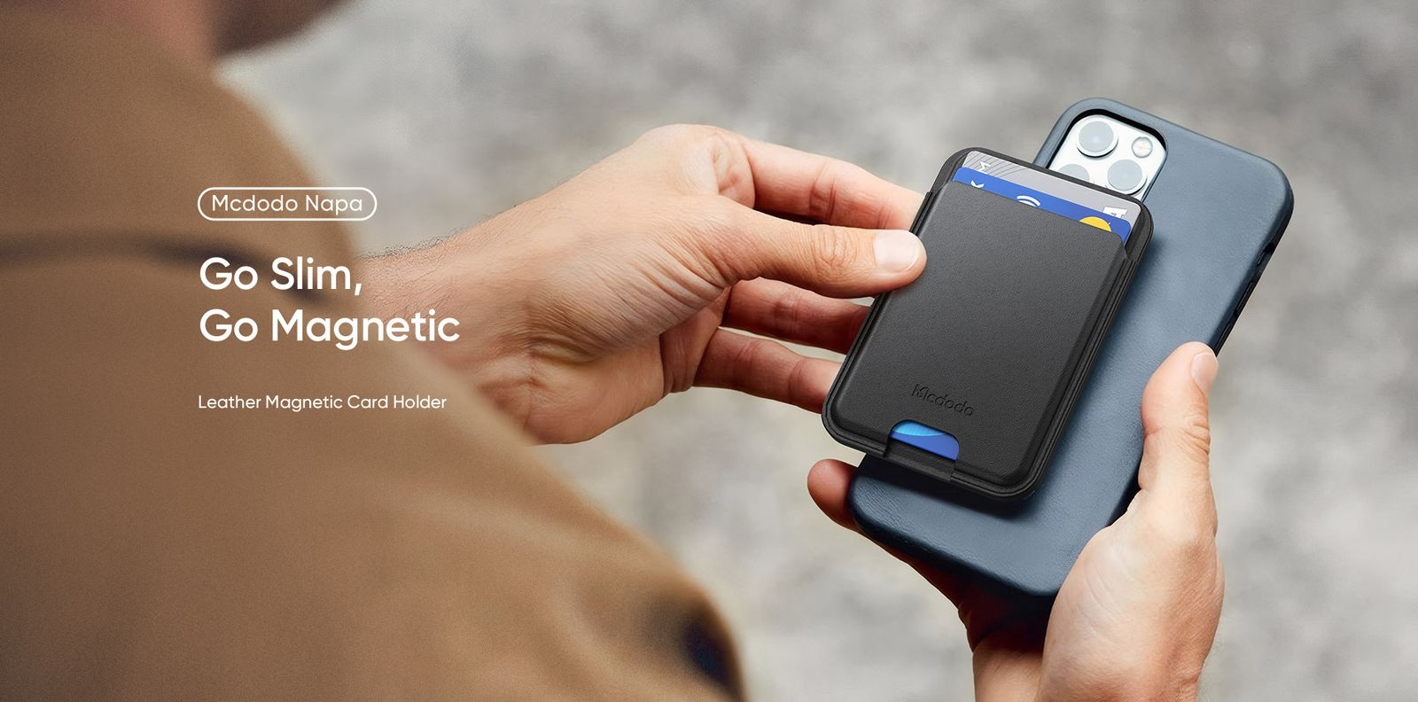 جا کارتی چرمی مگنتی با ظرفیت 3 کارت برند مک دودو مدل Mcdodo WH-7920