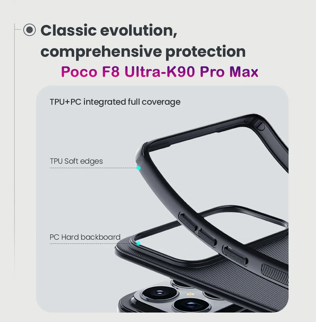 قاب ضدضربه Poco F8 Ultra مارک نیلکین مدل Super Frosted Shield Pro قاب ضدضربه Poco F8 Ultra مارک نیلکین مدل Super Frosted Shield Pro