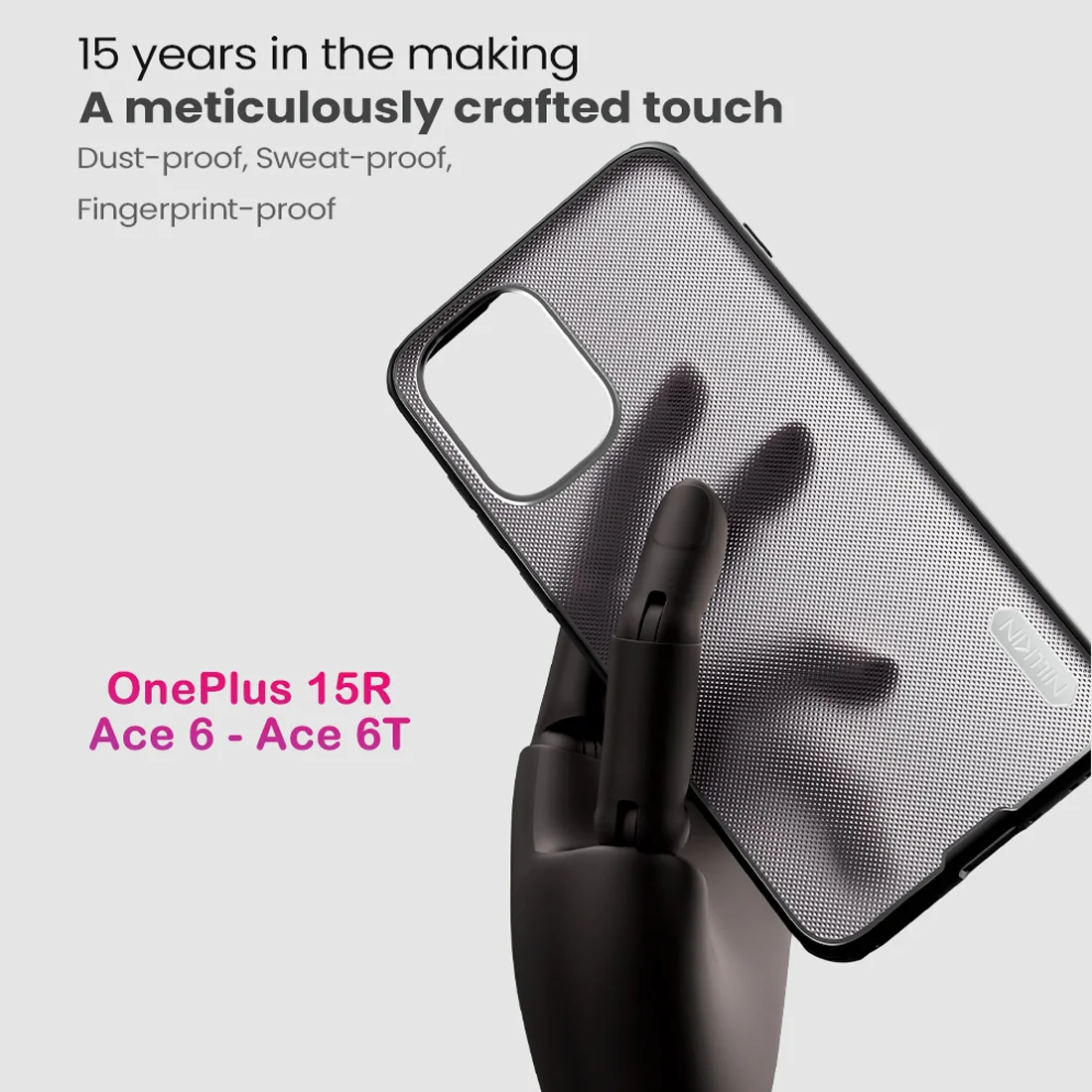 قاب ضدضربه دودی OnePlus Ace 6T مارک نیلکین مدل Super Frosted Shield Pro Clear