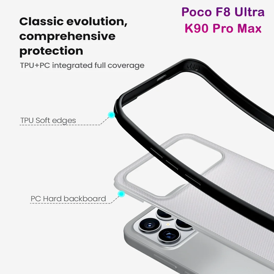 قاب ضدضربه دودی Poco F8 Ultra مارک نیلکین مدل Super Frosted Shield Pro Clear قاب ضدضربه دودی Poco F8 Ultra مارک نیلکین مدل Super Frosted Shield Pro Clear
