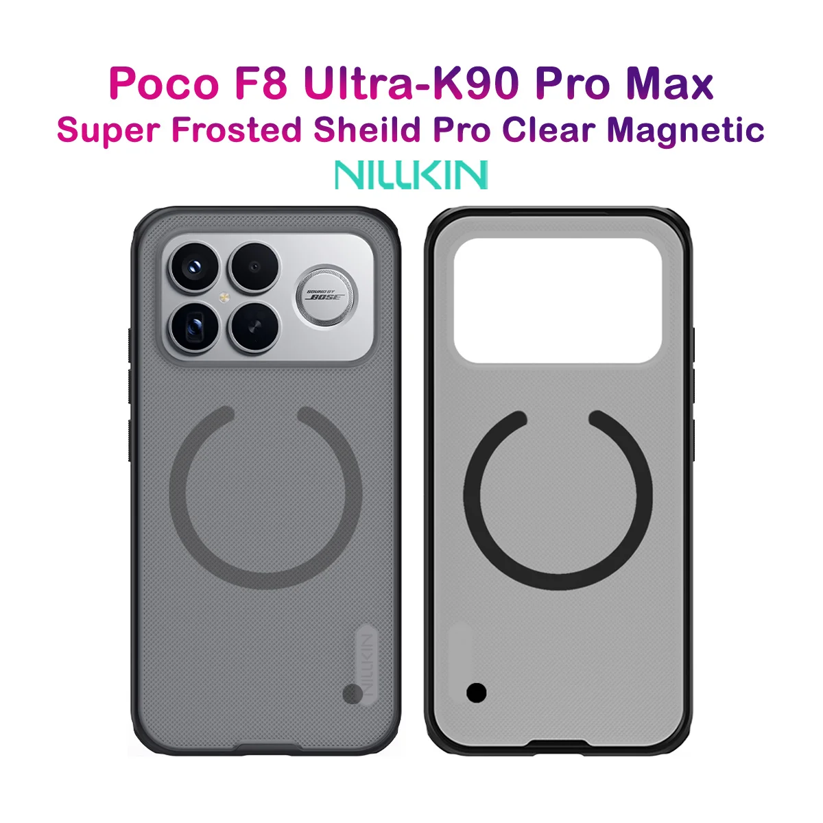 قاب ضدضربه دودی مگنتی Redmi K90 Pro Max مارک نیلکین مدل Super Frosted Shield Pro Clear Magnetic