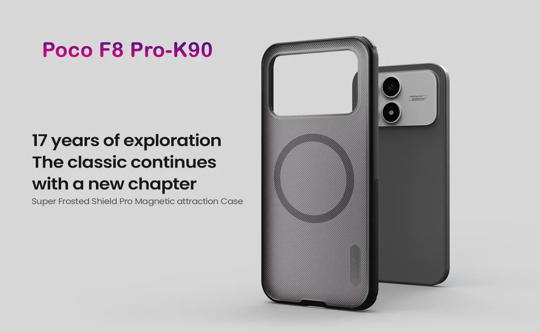 قاب ضدضربه دودی مگنتی Redmi K90 مارک نیلکین مدل Super Frosted Shield Pro Clear Magnetic