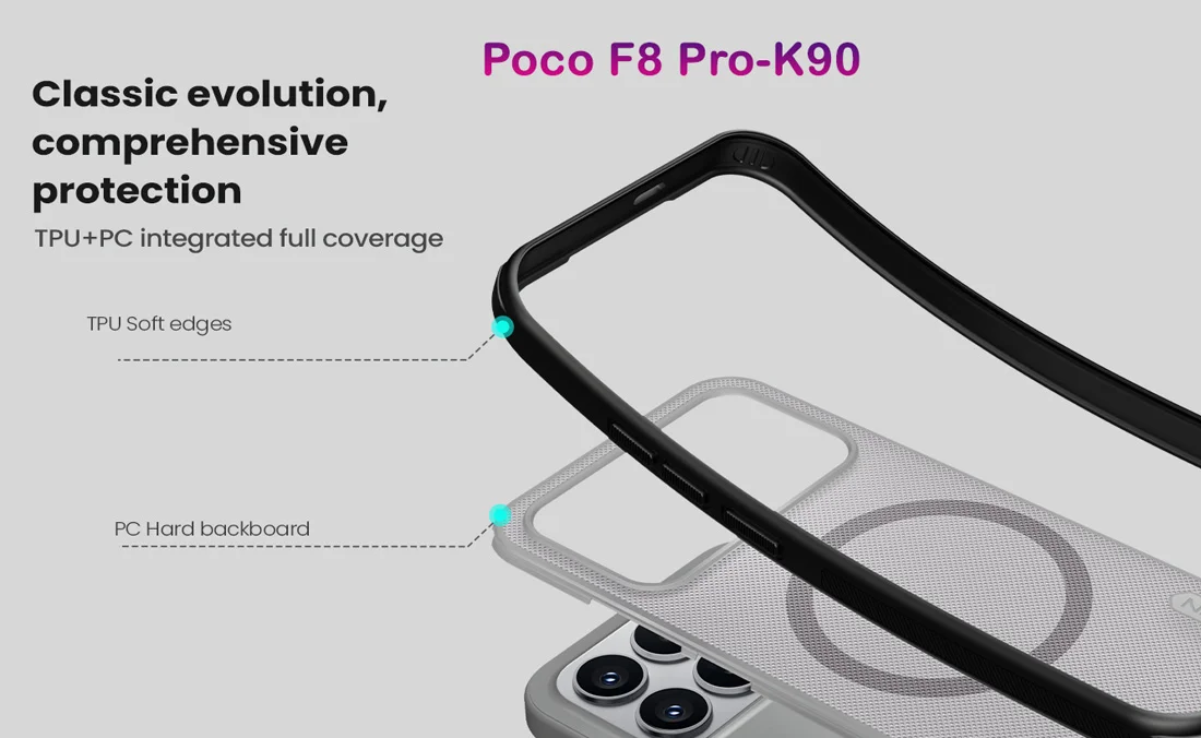 قاب ضدضربه دودی مگنتی Redmi K90 مارک نیلکین مدل Super Frosted Shield Pro Clear Magnetic