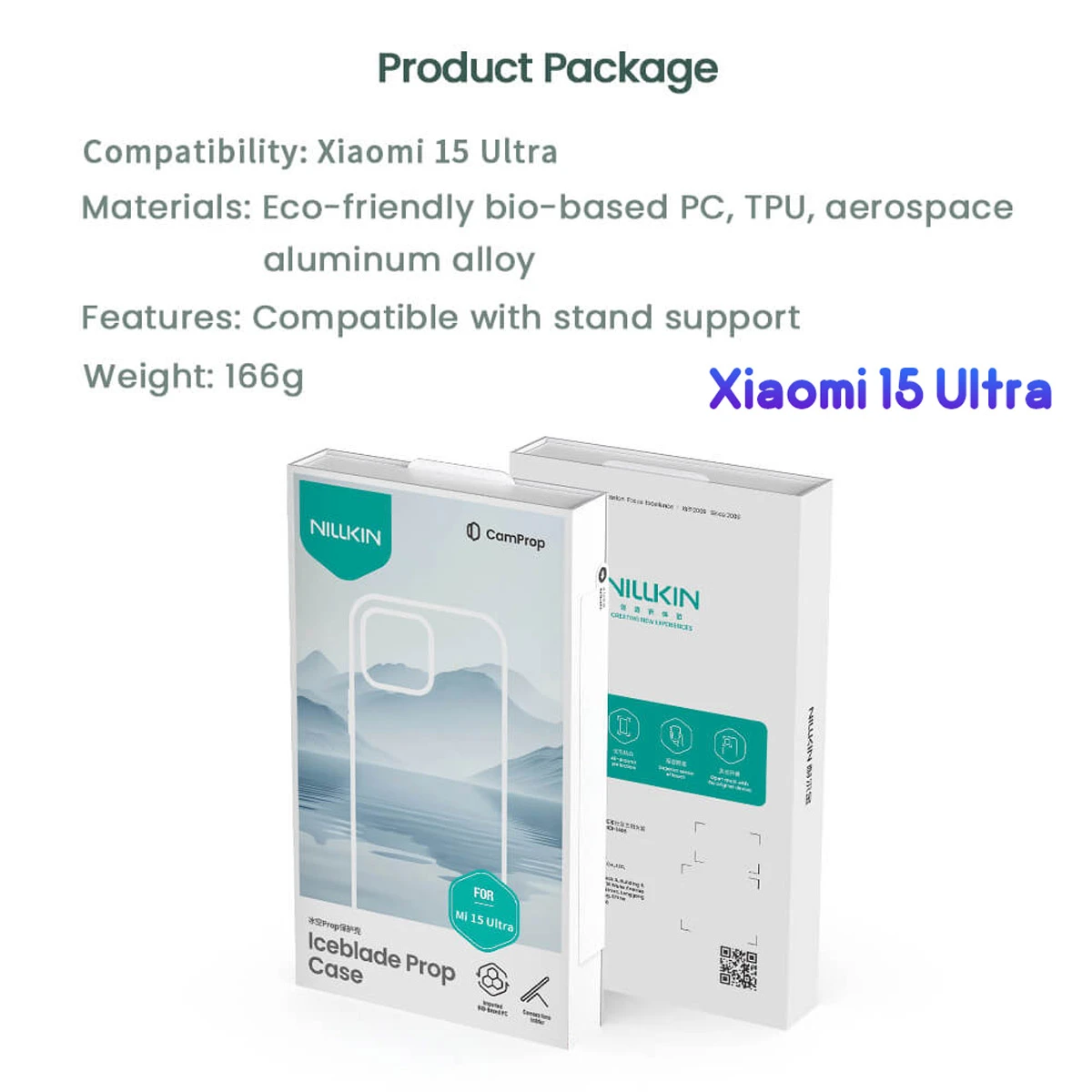 قاب کریستالی کمرا استند Xiaomi 15 Ultra مارک نیلکین مدل Iceblade Prop