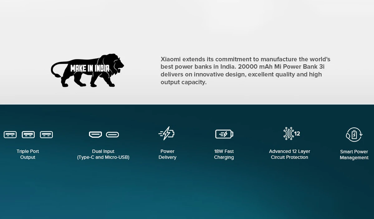 پاور بانک 20000 میلی‌آمپر 18 وات برند Xiaomi مدل PLM18ZM