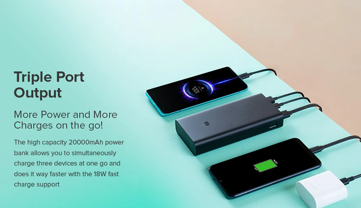 پاور بانک 20000 میلی‌آمپر 18 وات برند Xiaomi مدل PLM18ZM