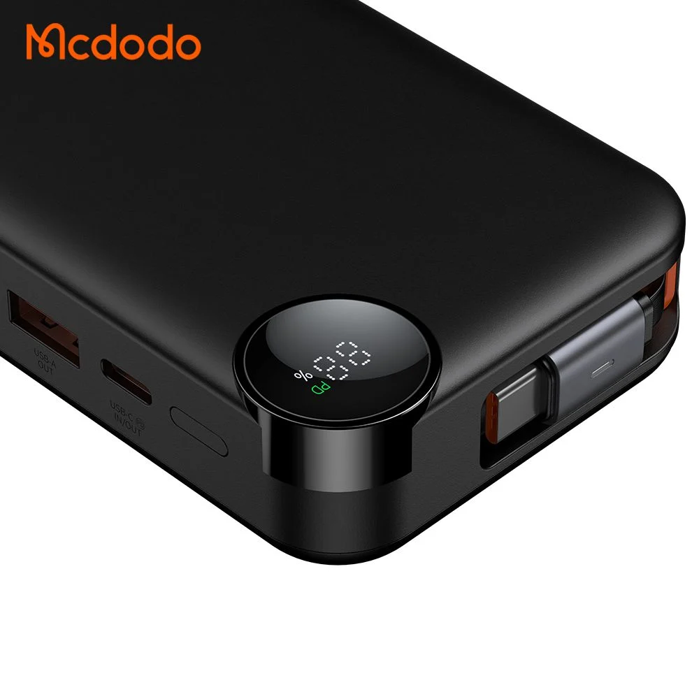 پاوربانک 10هزار 22.5 وات بهمراه کابل شارژ جمع شونده داخلی برند مک دودو مدل Mcdodo MC-3860