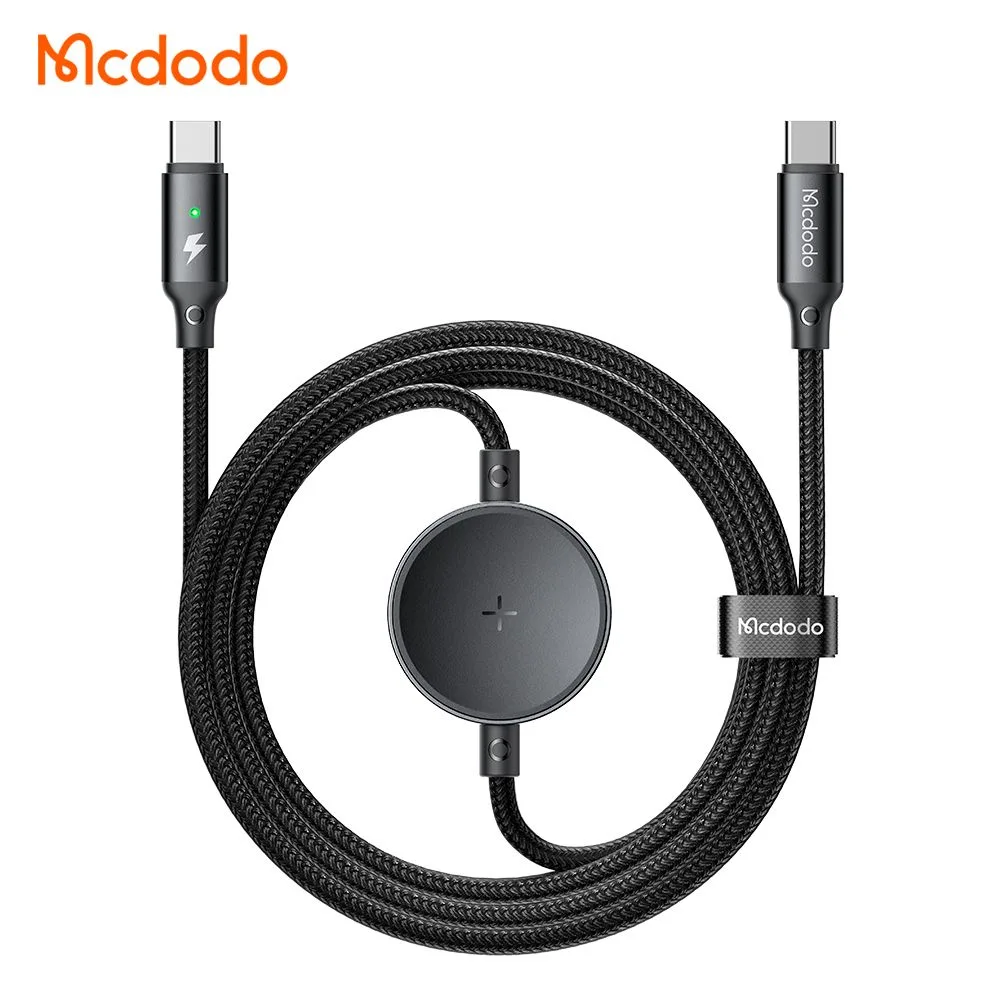 کابل شارژ 2 کاره 60 وات Type-C به Type-C موبایل و ساعت سامسونگ واچ طول 1.5 متر برند مک دودو مدل Mcdodo CA-4170 کابل شارژ 2 کاره 60 وات Type-C به Type-C موبایل و ساعت سامسونگ واچ طول 1.5 متر برند مک دودو مدل Mcdodo CA-4170