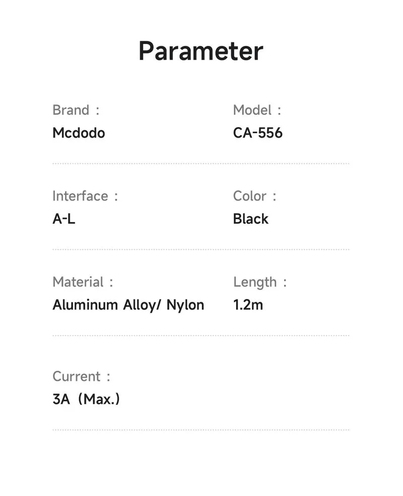 کابل شارژ 3 آمپر لایتنینگ USB-A به Lightning دارای نورپردازی LED طول 1.2متر برند مک دودو مدل Mcdodo CA-5660