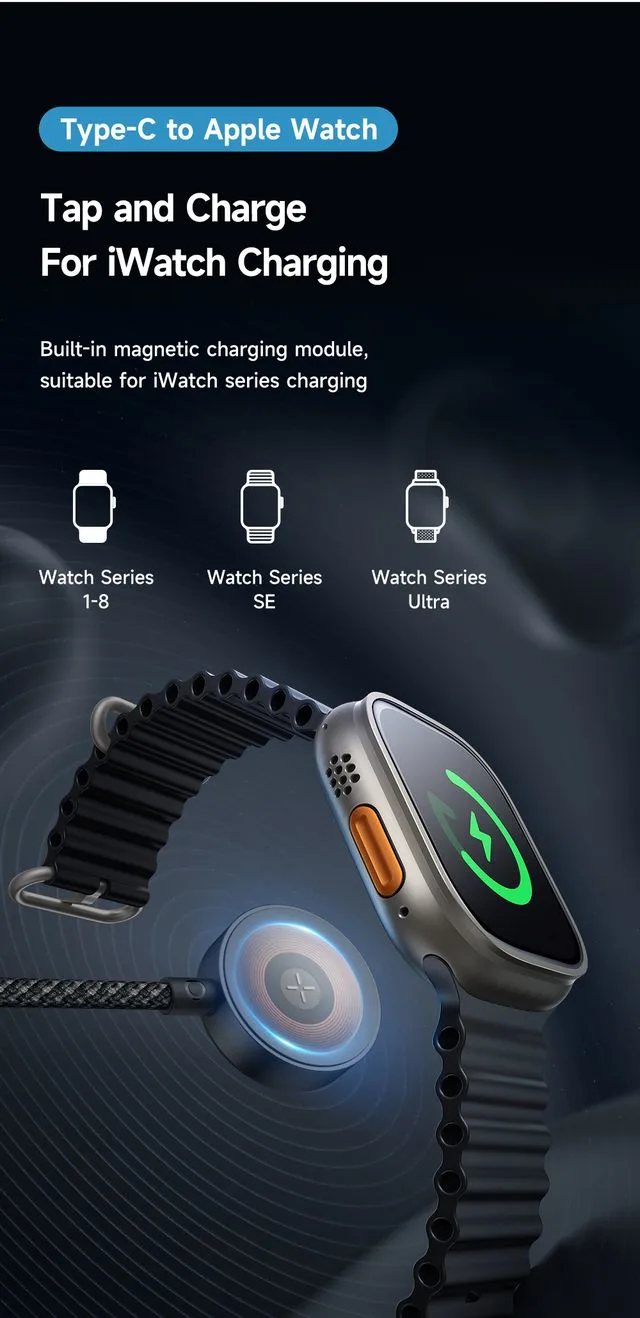 کابل شارژ چند سر 3 کاره 100وات Type-C و Lightning و Apple Watch طول 1.2 متر برند مک دودو مدل Mcdodo CA-4940