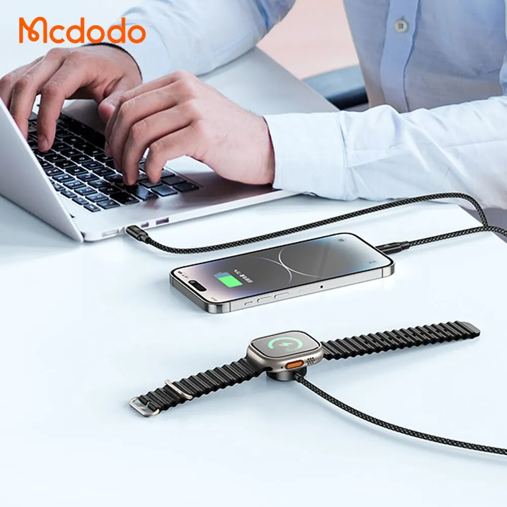 کابل شارژ چند سر 3 کاره 100وات Type-C و Lightning و Apple Watch طول 1.2 متر برند مک دودو مدل Mcdodo CA-4940