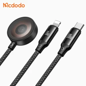 کابل شارژ چند سر 3 کاره 100وات Type-C و Lightning و Apple Watch طول 1.2 متر برند مک دودو مدل Mcdodo CA-4940