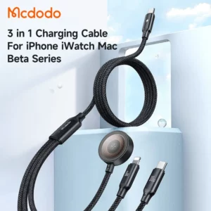 کابل شارژ چند سر 3 کاره 100وات Type-C و Lightning و Apple Watch طول 1.2 متر برند مک دودو مدل Mcdodo CA-4940