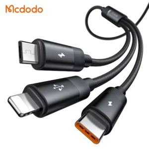 کابل شارژ چند سر 3 کاره 3 آمپر USB-A به Type-C و Lightning و Micro USB طول 1.2 متر برند مک دودو مدل Mcdodo CA-5790