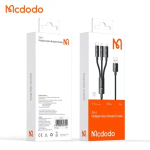 کابل شارژ چند سر 3 کاره 3 آمپر USB-A به Type-C و Lightning و Micro USB طول 1.2 متر برند مک دودو مدل Mcdodo CA-5790