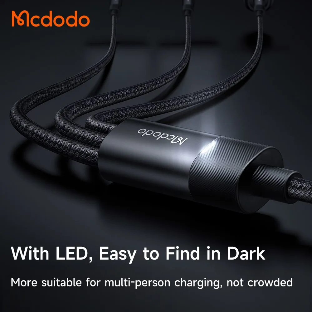 کابل شارژ چند سر 3 کاره 3 آمپر USB-A به Type-C و Lightning و Micro USB طول 1.2 متر برند مک دودو مدل Mcdodo CA-5790