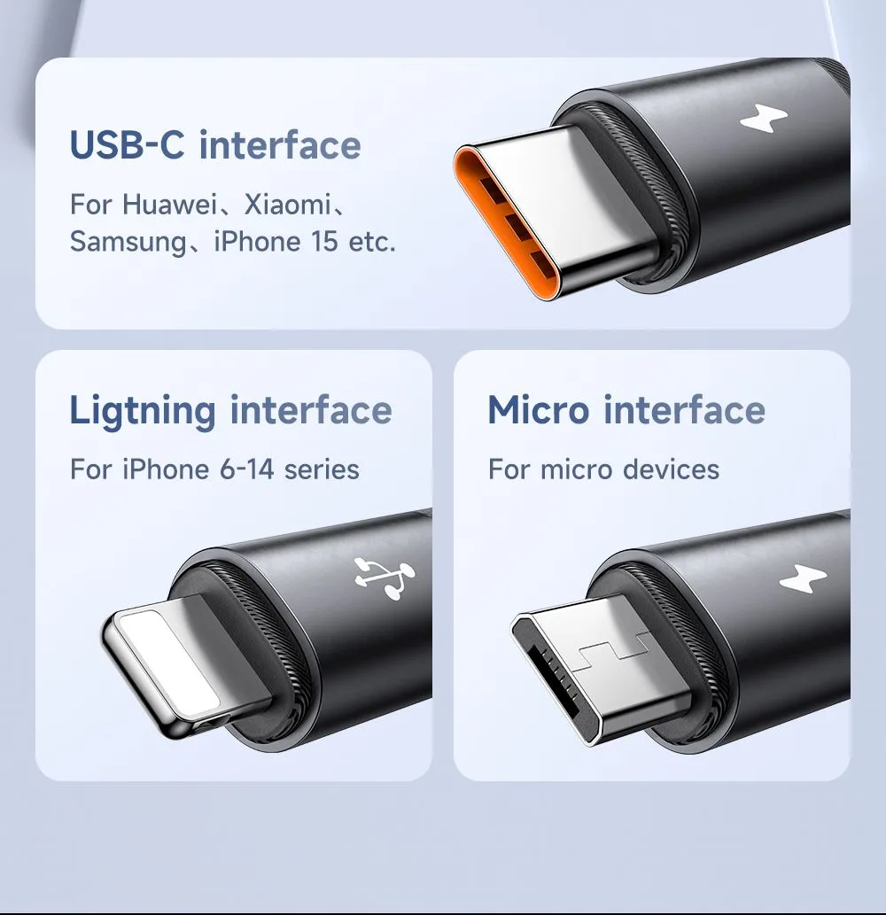 کابل شارژ چند سر 3 کاره 3 آمپر USB-A به Type-C و Lightning و Micro USB طول 1.2 متر برند مک دودو مدل Mcdodo CA-5790