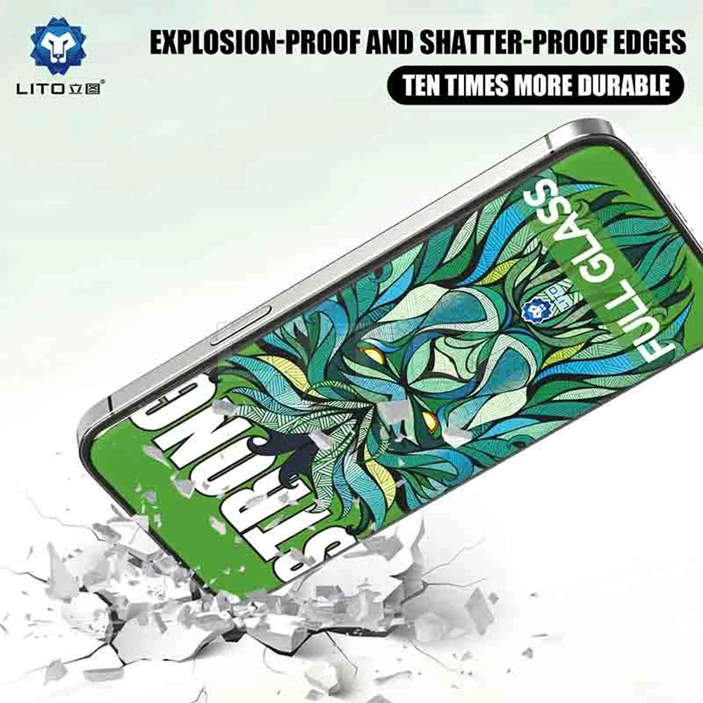 گلس شیشه‌ای تمام صفحه iPhone 16 Pro مدل Strong برند LITO