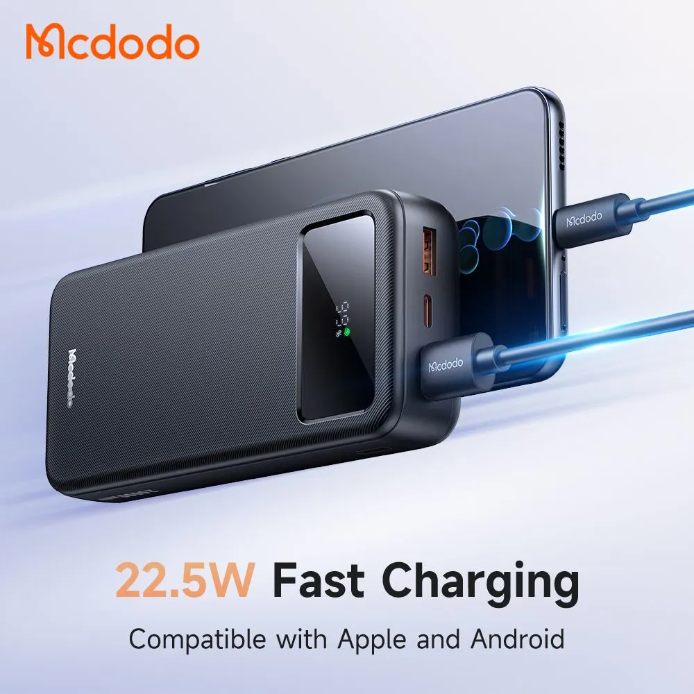 پاوربانک 20هزار 22.5 وات دارای نمایشگر درصد شارژ LED بهمراه کابل شارژ برند مک دودو مدل Mcdodo MC-4230