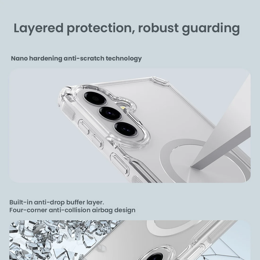 قاب شفاف مگ سیف Galaxy A37 مارک نیلکین مدل Nature TPU Pro Magnetic