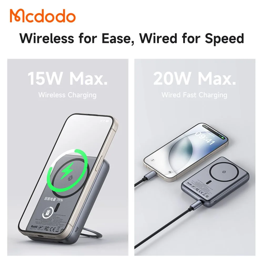 پاوربانک 10 هزار میلی آمپر 20 وات وایرلس شارژ مگ سیف دارای استند برند مک دودو مدل Mcdodo MC-8371