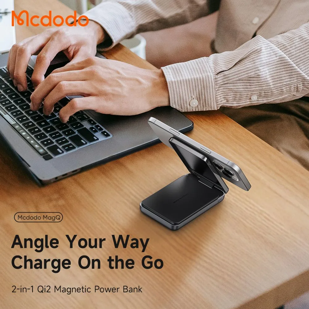 پاوربانک 10 هزار میلی آمپر 20 وات وایرلس شارژ مگ سیف دارای استند تاشو سری Qi2 برند مک دودو مدل Mcdodo MC-6310 پاوربانک 10 هزار میلی آمپر 20 وات وایرلس شارژ مگ سیف دارای استند تاشو سری Qi2 برند مک دودو مدل Mcdodo MC-6310