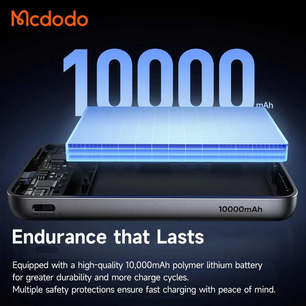 پاوربانک 10 هزار میلی آمپر 20 وات وایرلس شارژ مگ سیف دارای استند تاشو سری Qi2 برند مک دودو مدل Mcdodo MC-6310 پاوربانک 10 هزار میلی آمپر 20 وات وایرلس شارژ مگ سیف دارای استند تاشو سری Qi2 برند مک دودو مدل Mcdodo MC-6310