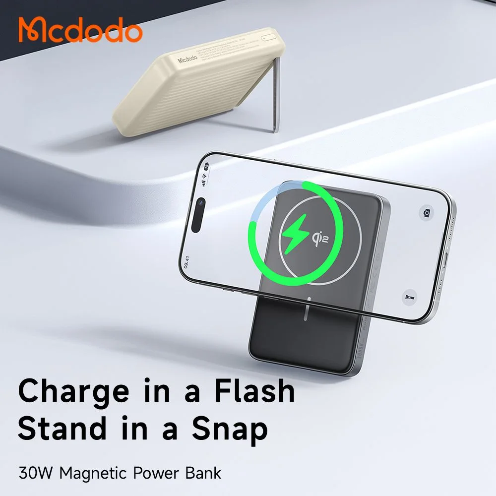 پاوربانک 10 هزار میلی آمپر 30 وات وایرلس شارژ مگ سیف دارای استند بهمراه کابل شارژ برند مک دودو مدل Mcdodo MC-781