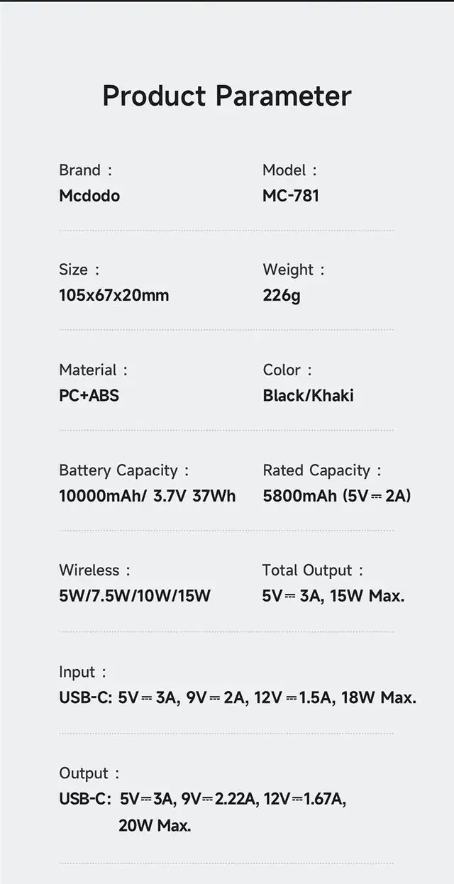پاوربانک 10 هزار میلی آمپر 30 وات وایرلس شارژ مگ سیف دارای استند بهمراه کابل شارژ برند مک دودو مدل Mcdodo MC-781 پاوربانک 10 هزار میلی آمپر 30 وات وایرلس شارژ مگ سیف دارای استند بهمراه کابل شارژ برند مک دودو مدل Mcdodo MC-781