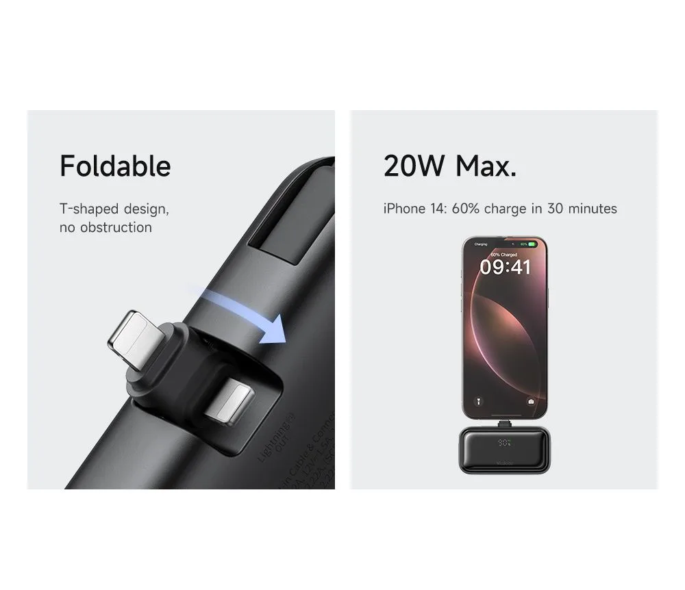 پاوربانک 5 هزار 22.5 وات دارای کابل و کانکتور داخلی پورت Lightning برند مک دودو مدل Mcdodo MC-7800