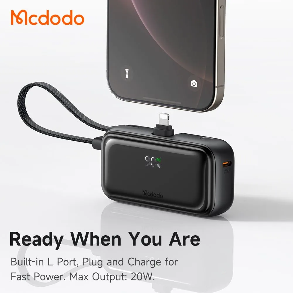 پاوربانک 5 هزار 22.5 وات دارای کابل و کانکتور داخلی پورت Lightning برند مک دودو مدل Mcdodo MC-7800 پاوربانک 5 هزار 22.5 وات دارای کابل و کانکتور داخلی پورت Lightning برند مک دودو مدل Mcdodo MC-7800