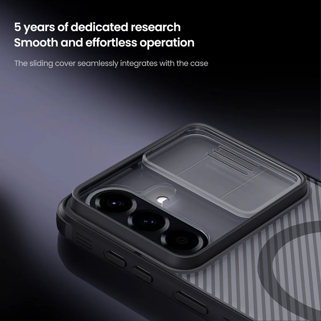 گارد ضد ضربه دودی مگنتی Galaxy A57 مارک نیلکین مدل Camshield Pro Magnetic Clear