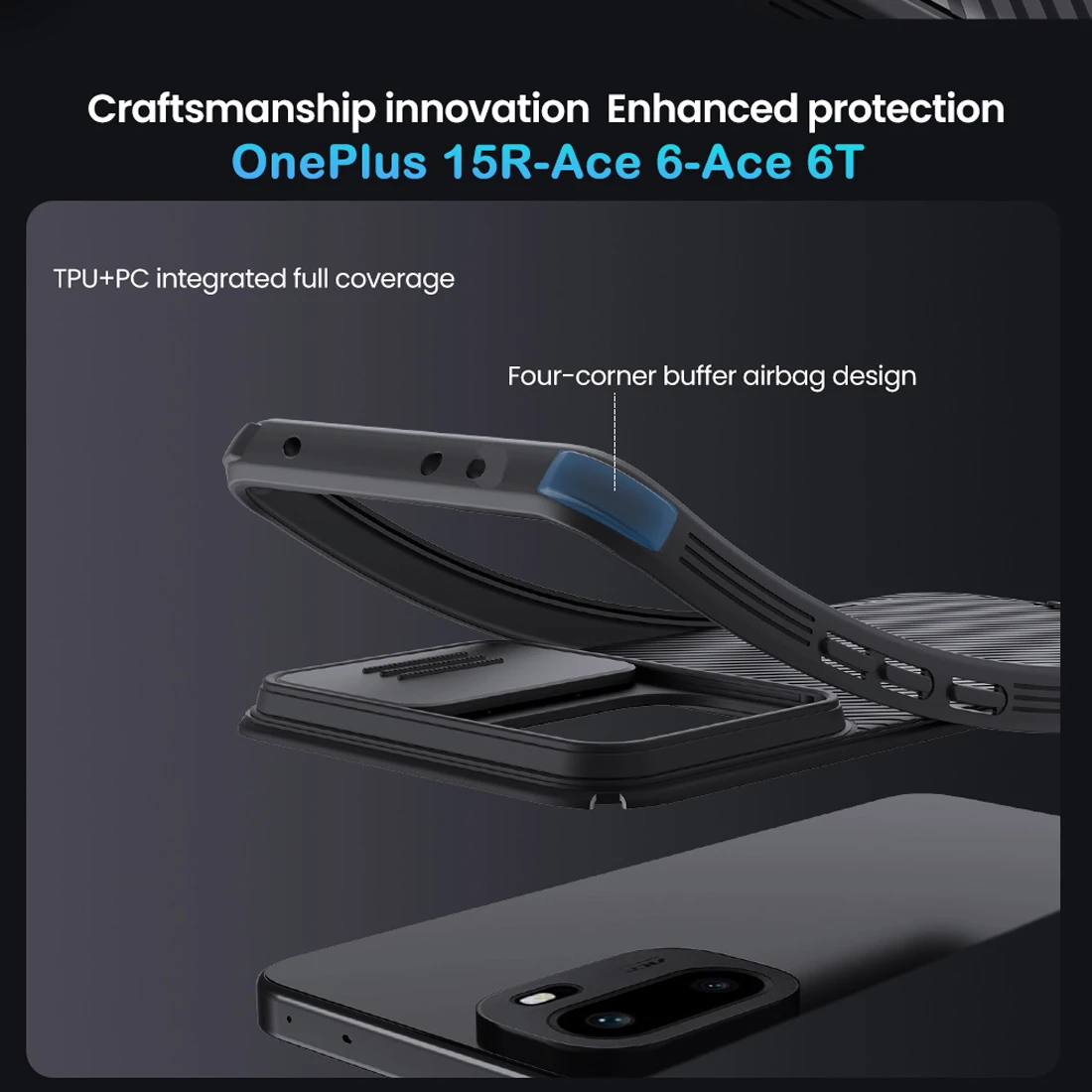گارد ضدضربه OnePlus 15R مارک نیلکین مدل Camshield Pro Clear