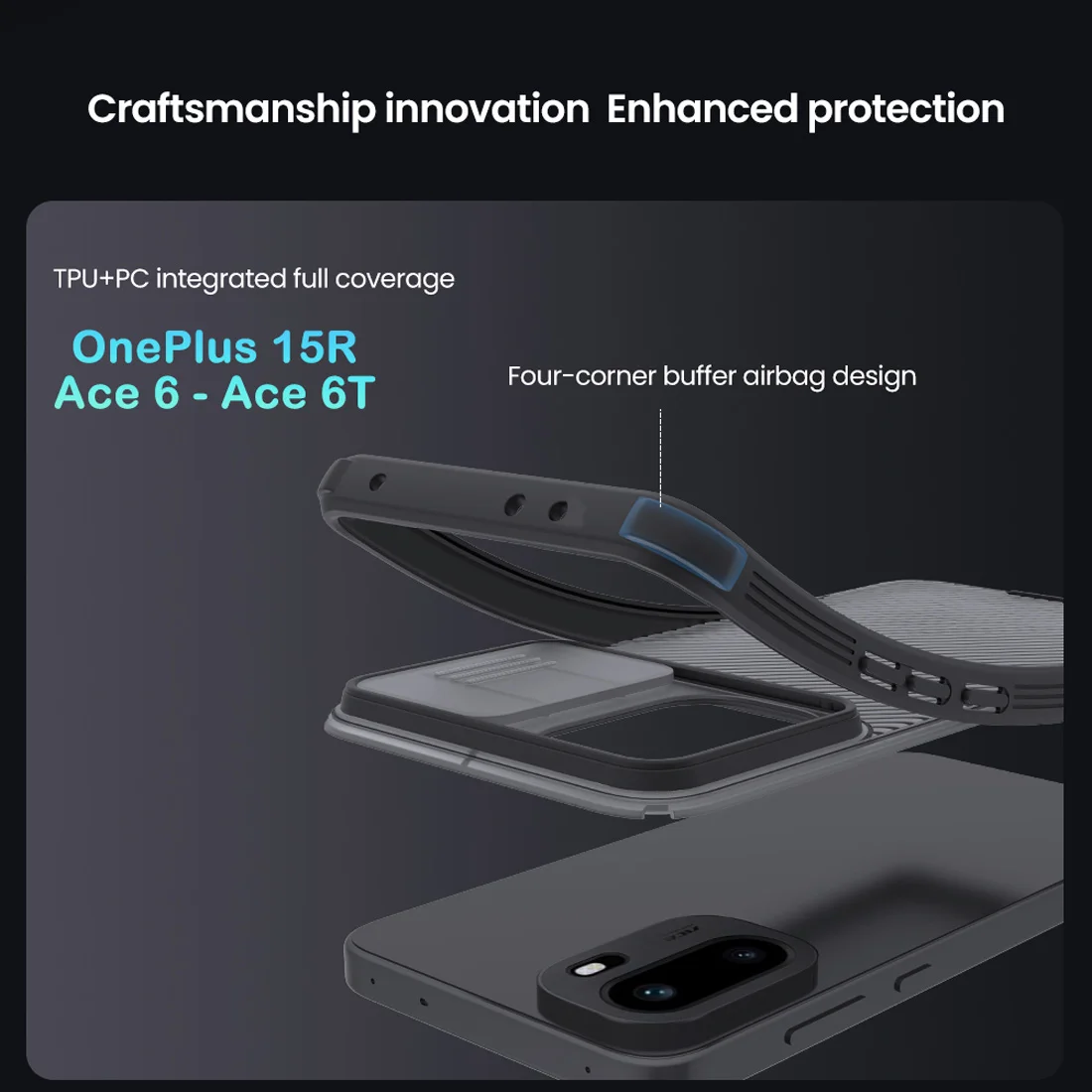 گارد ضدضربه دودی OnePlus 15R مارک نیلکین مدل Camshield Pro Clear