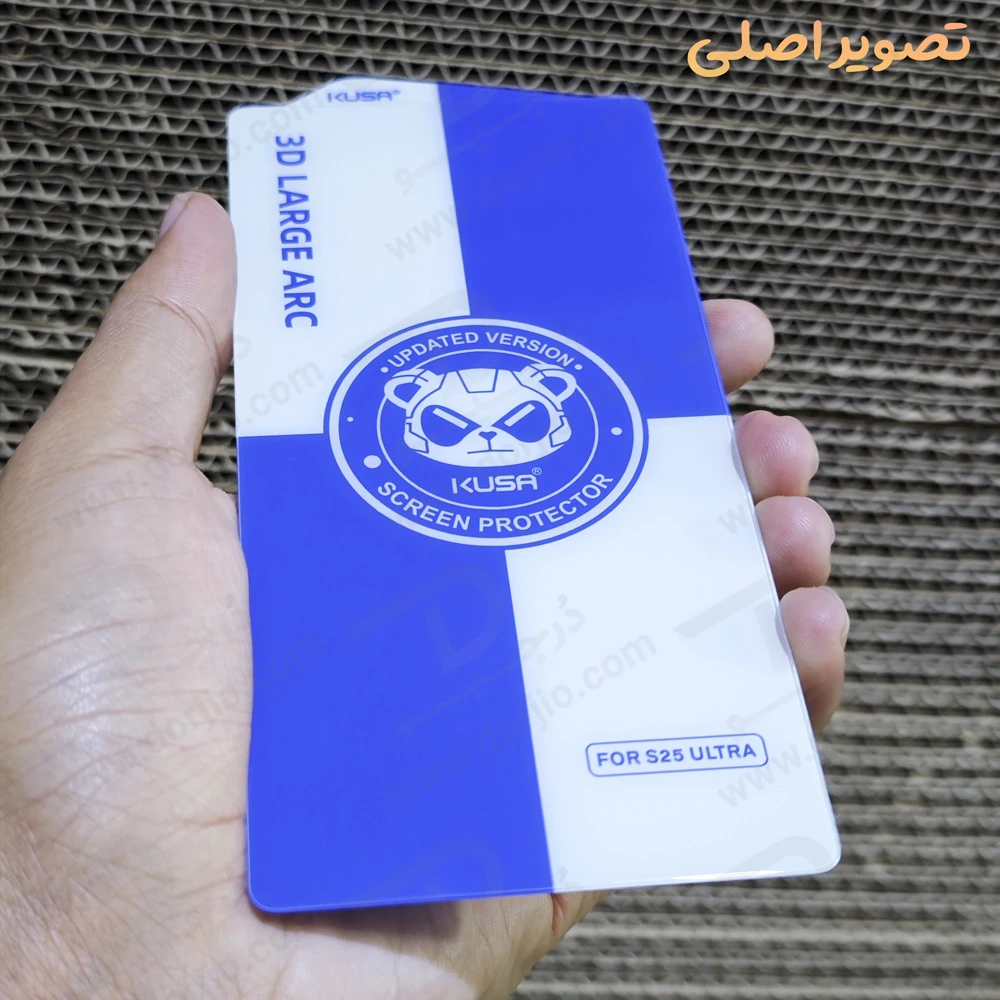 گلس تمام شفاف Samsung Galaxy S25 Ultra مارک KUSA مدل 3D Large ARC