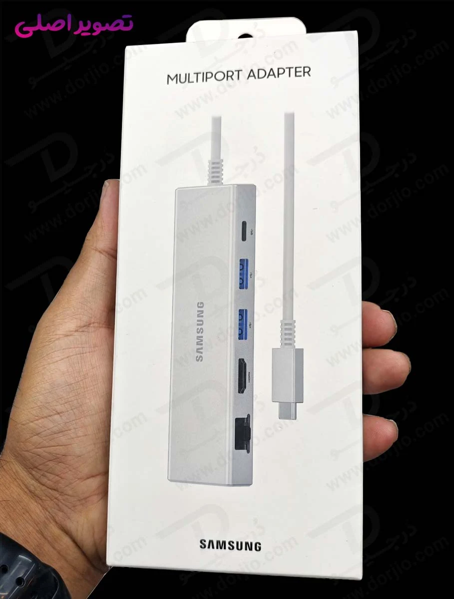 هاب آداپتور Type-C سامسونگ با پورت‌های USB-C و HDMI 4K و LAN و USB 3.0