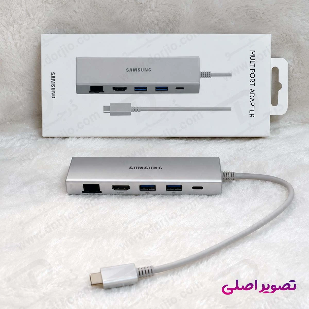هاب آداپتور Type-C سامسونگ با پورت‌های USB-C و HDMI 4K و LAN و USB 3.0