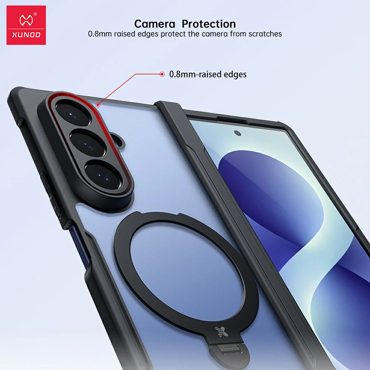 گارد کریستالی رینگ استند مگ سیف Galaxy Z Fold 8 Ultra مارک XUNDD سری Beatle Magnetic Holder