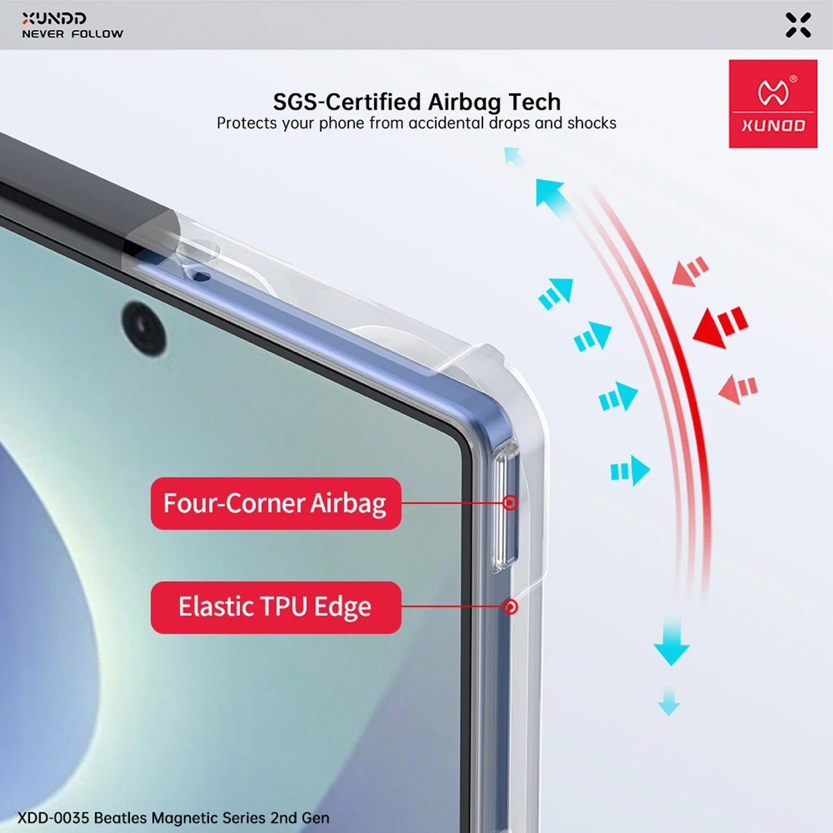 گارد کریستالی مگ سیف Galaxy Z Fold 8 Ultra مارک XUNDD سری Beatle Magnetic