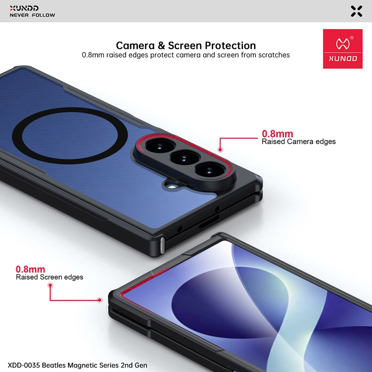 گارد کریستالی مگ سیف Galaxy Z Fold 8 Ultra مارک XUNDD سری Beatle Magnetic