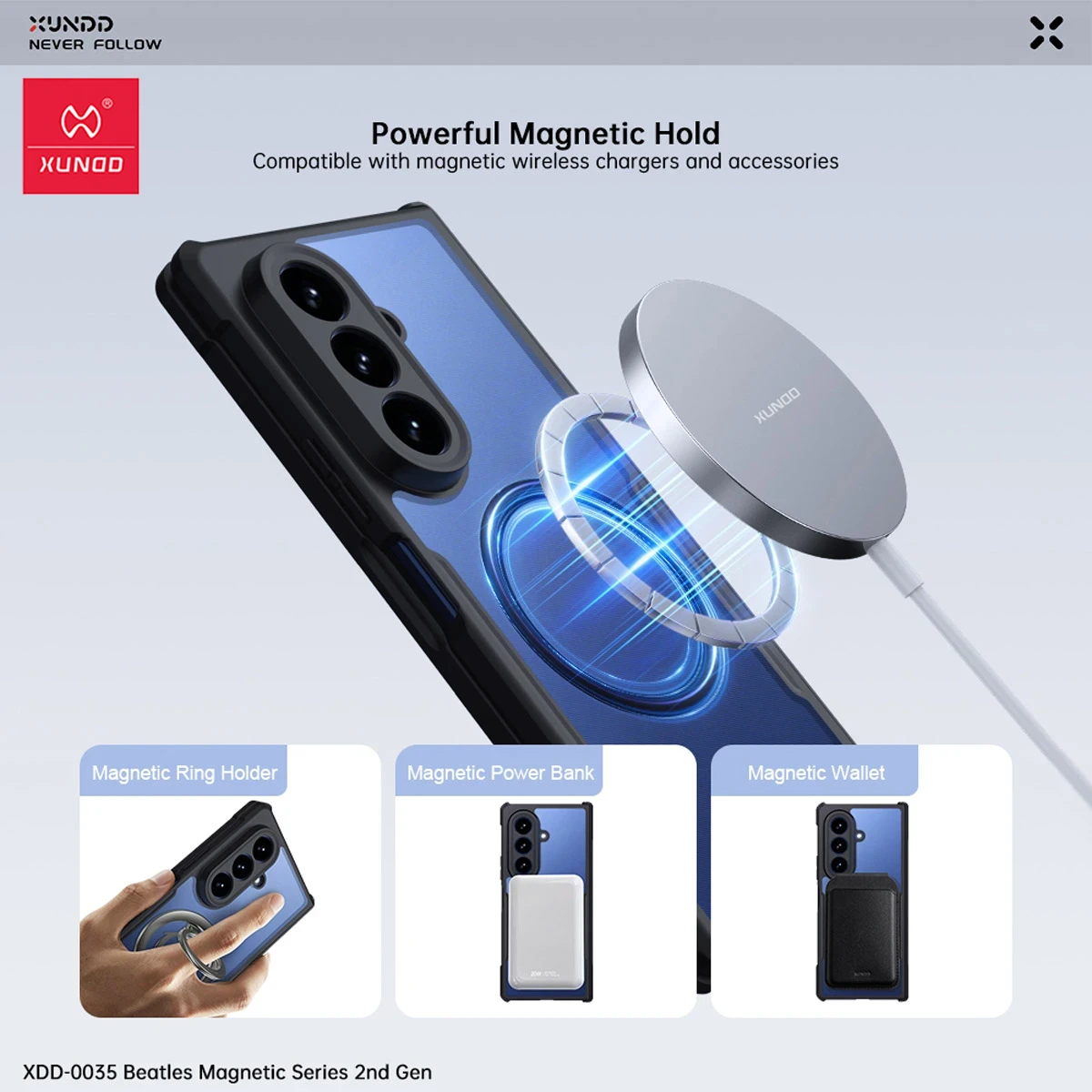 گارد کریستالی مگ سیف Galaxy Z Fold 8 Ultra مارک XUNDD سری Beatle Magnetic