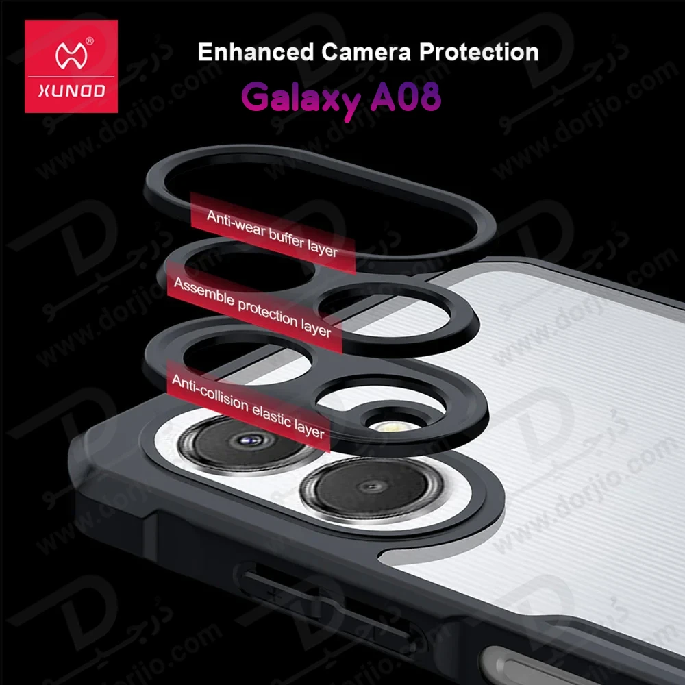 کریستال شیلد شفاف Galaxy A08 مارک XUNDD سری Beatle