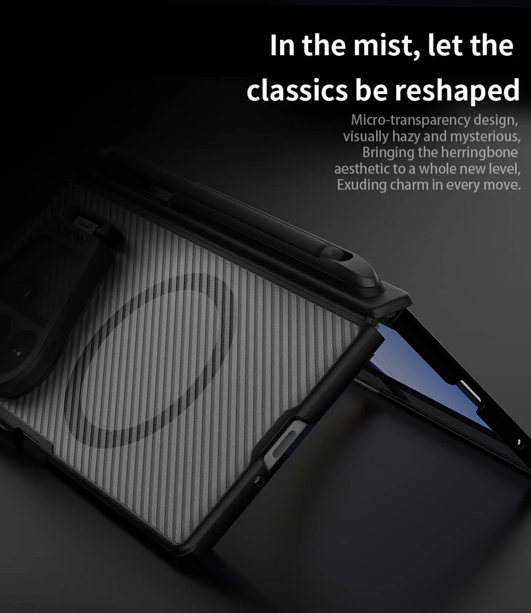 گارد دودی مگنتی کمرا استند قلم دار Galaxy Z Fold 8 Ultra مارک نیلکین مدل Camshield Prop