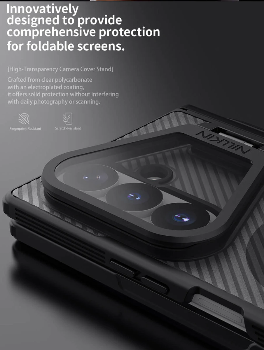 گارد دودی مگنتی کمرا استند قلم دار Galaxy Z Fold 8 Ultra مارک نیلکین مدل Camshield Prop