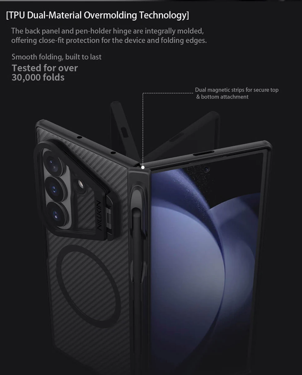 گارد دودی مگنتی کمرا استند قلم دار Galaxy Z Fold 8 Ultra مارک نیلکین مدل Camshield Prop