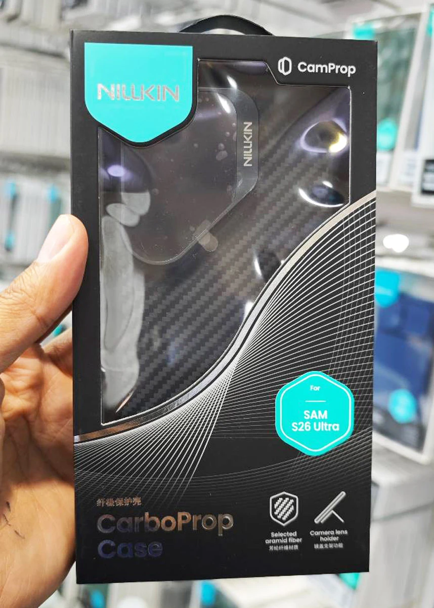 گارد مگنتی کربنی کمرا استند شفاف Samsung Galaxy S26 Ultra مارک نیلکین مدل CarboProp